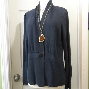ANNE KLEIN - Single Button Classic V-Neck Cardigan